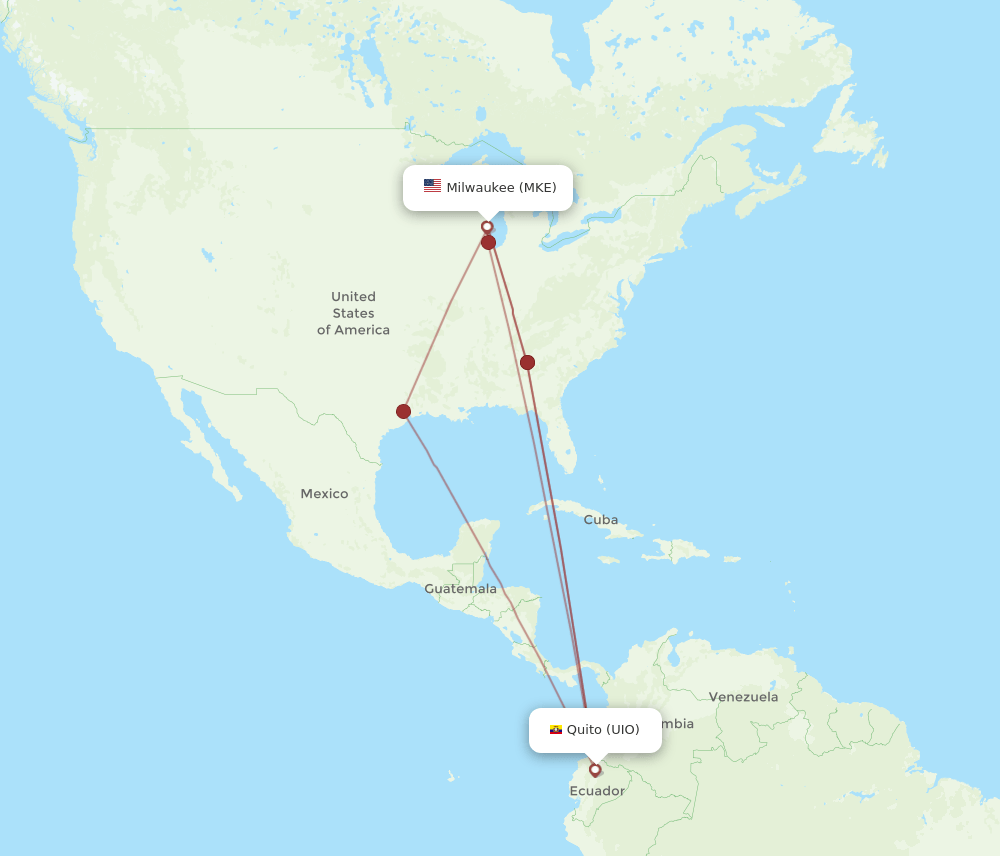 MKE-UIO flight routes