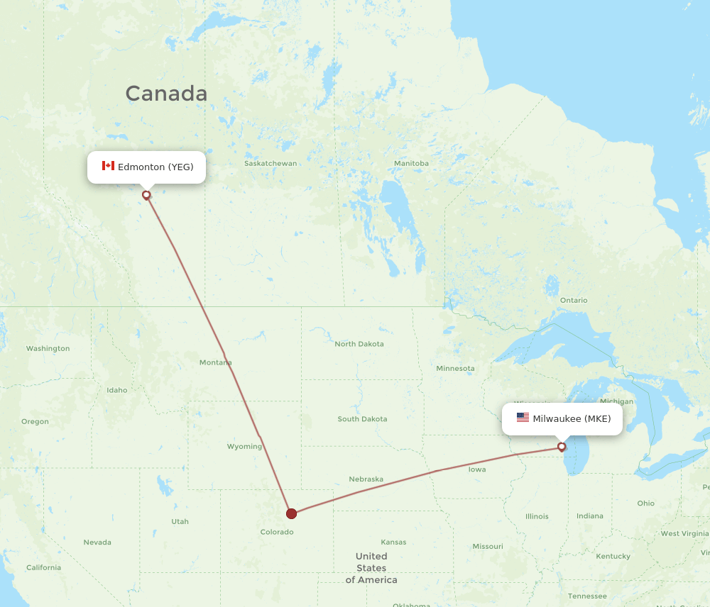 MKE-YEG flight routes