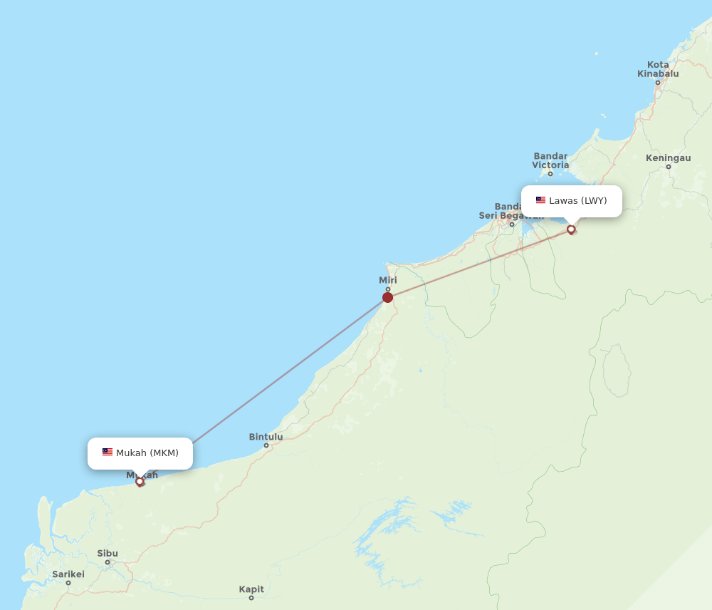 MKM-LWY flight routes
