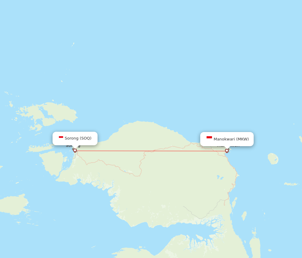 MKW to SOQ flights and routes map