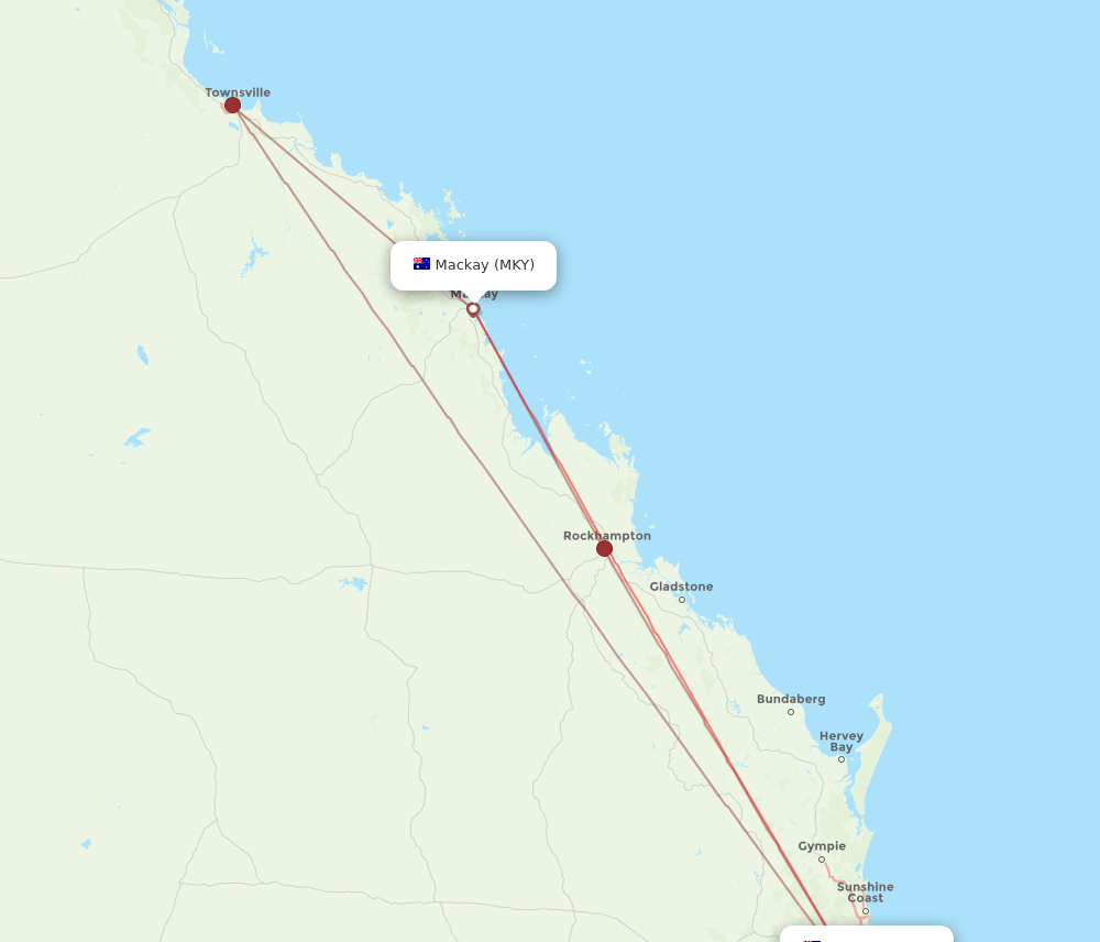 MKY to BNE flights and routes map