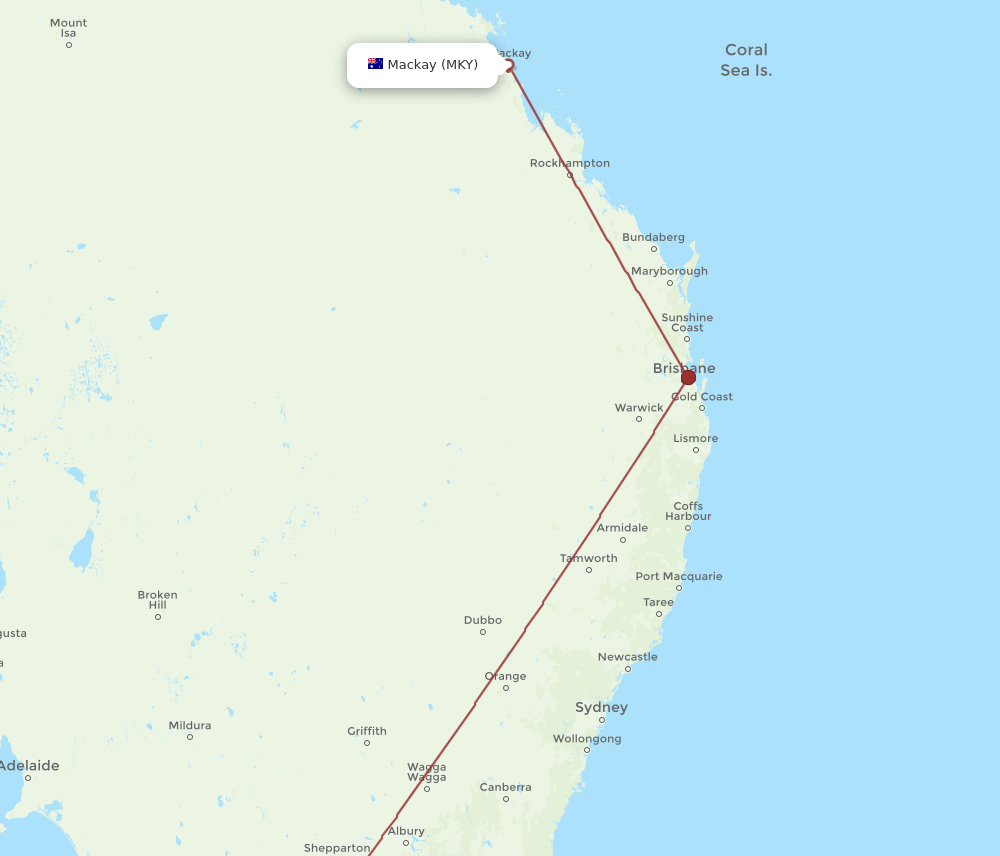 MKY to MEL flights and routes map