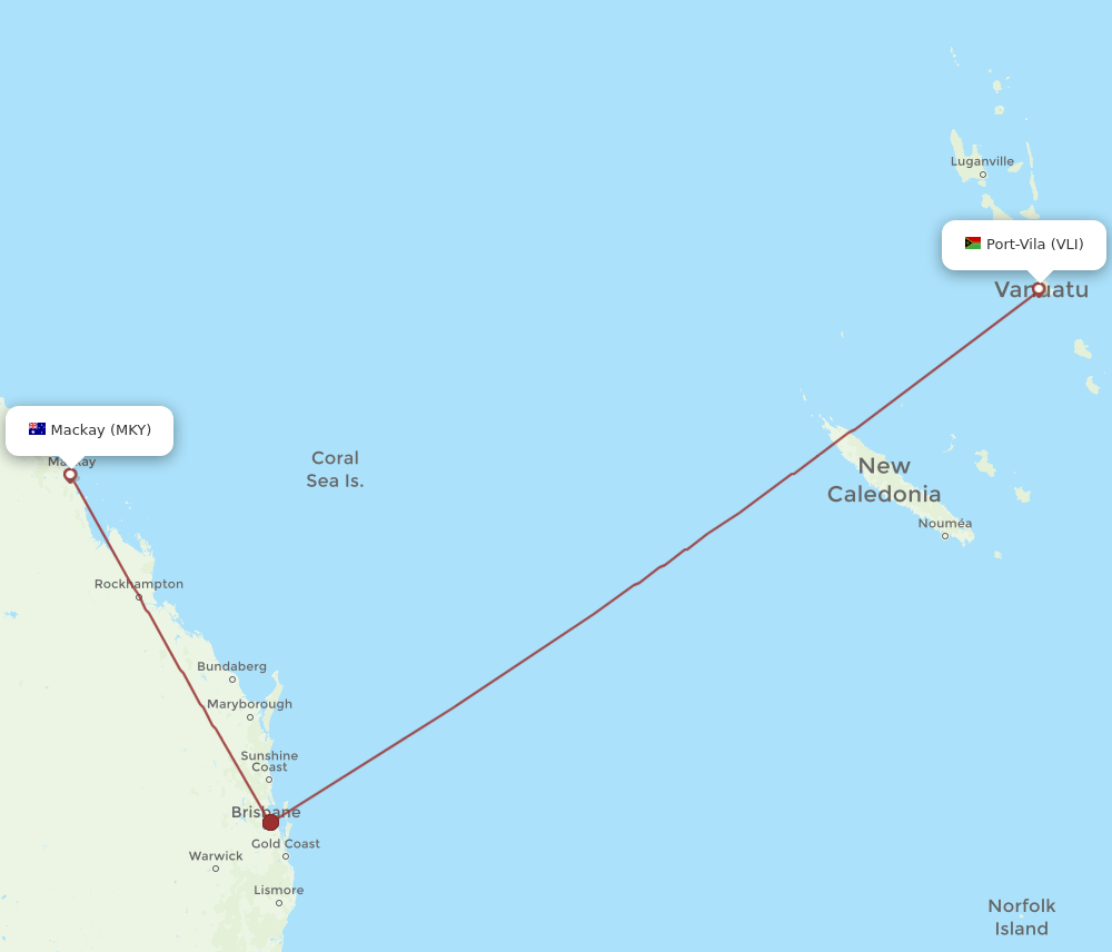 MKY-VLI flight routes