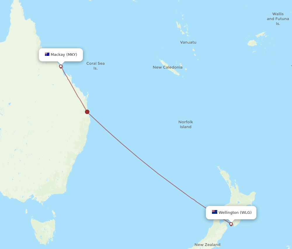 MKY to WLG flights and routes map