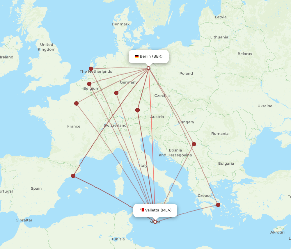 MLA-BER flight routes