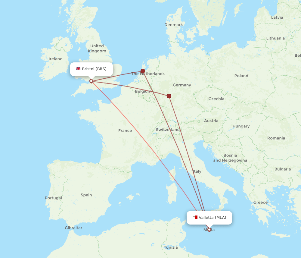 MLA-BRS flight routes