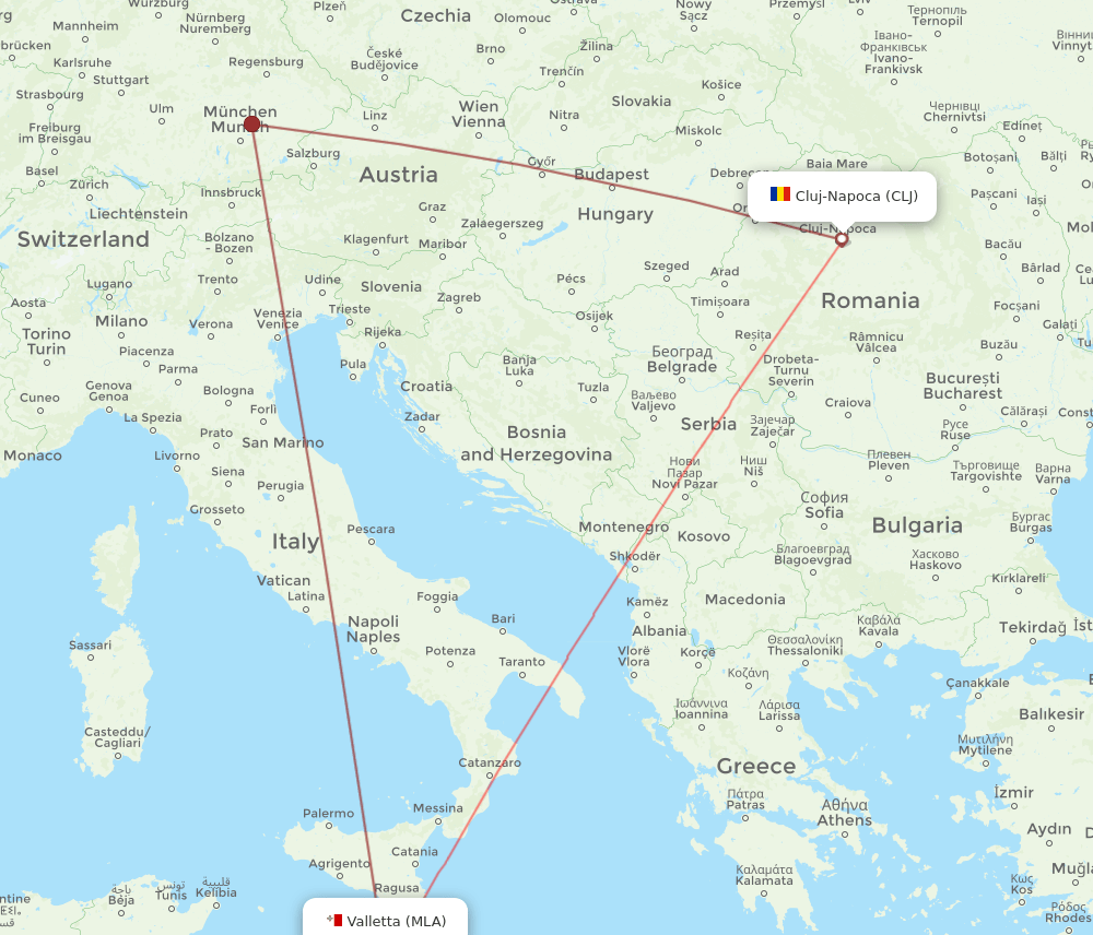 MLA-CLJ flight routes