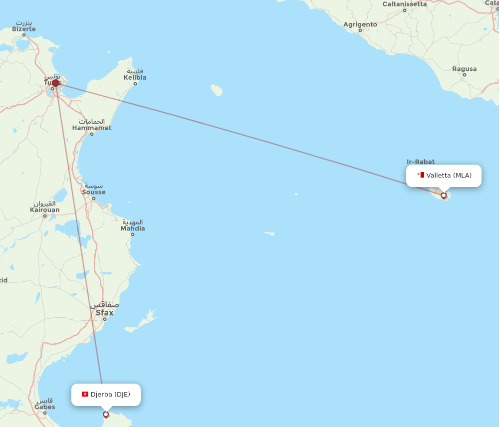 MLA-DJE flight routes