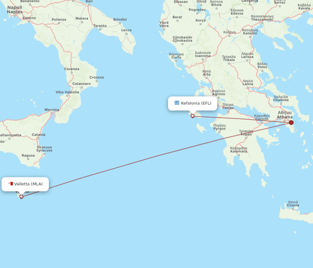 MLA-EFL flight routes