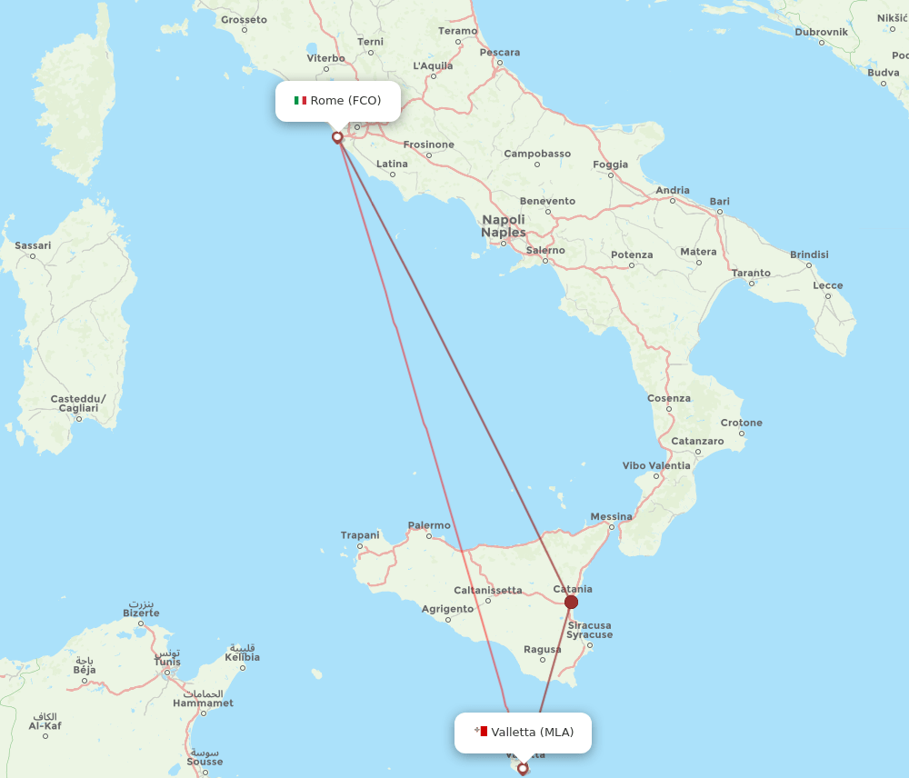 MLA-FCO flight routes