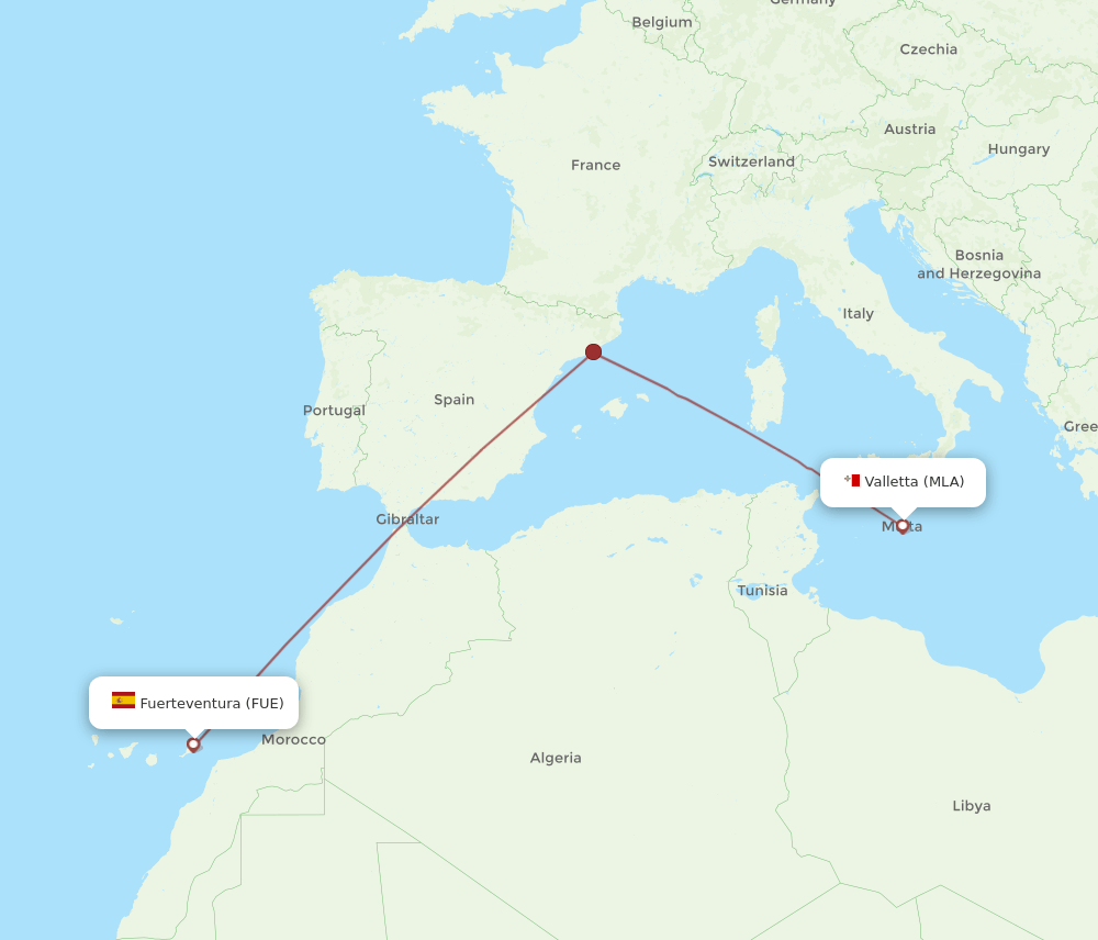 MLA-FUE flight routes