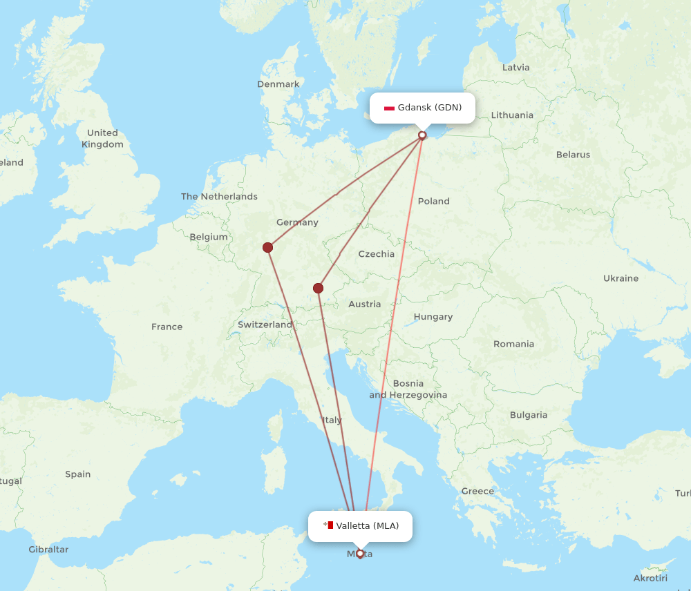 MLA-GDN flight routes
