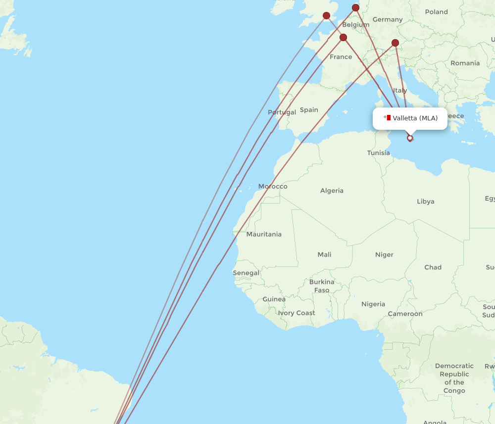 MLA-GIG flight routes