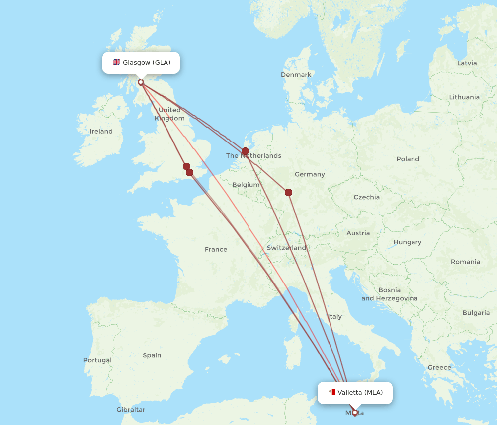 MLA-GLA flight routes