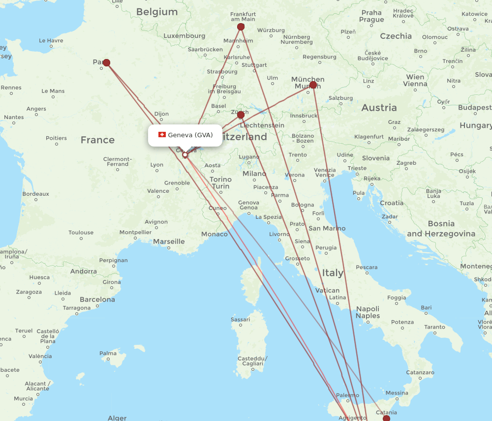 MLA to GVA flights and routes map
