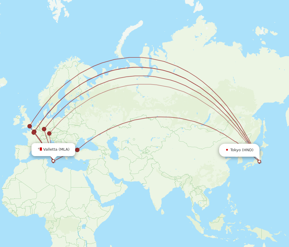MLA-HND flight routes