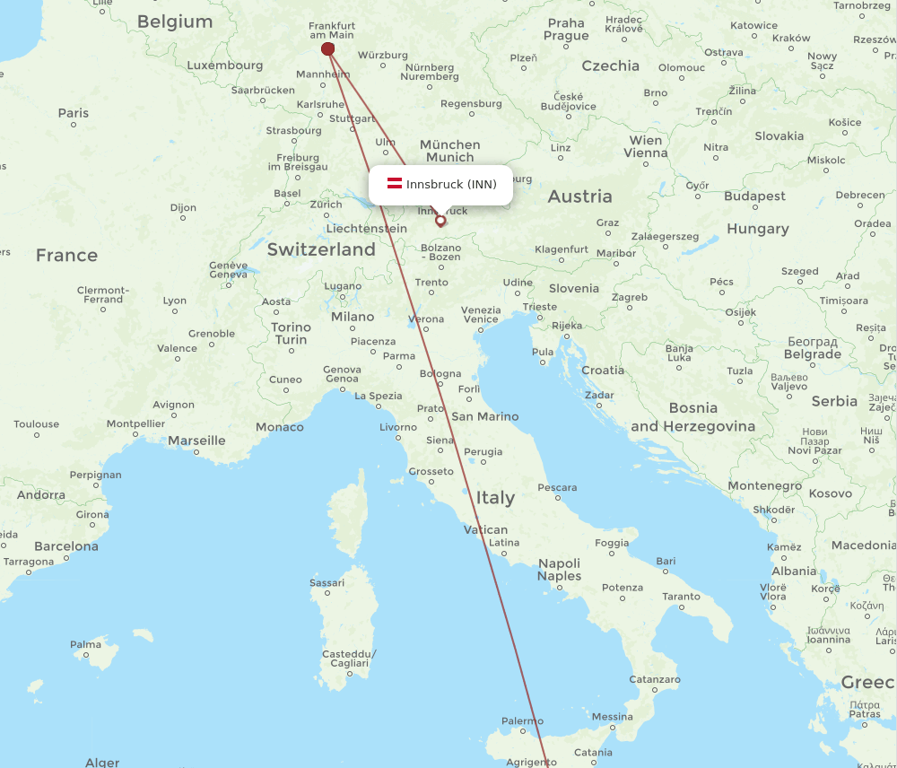 MLA-INN flight routes