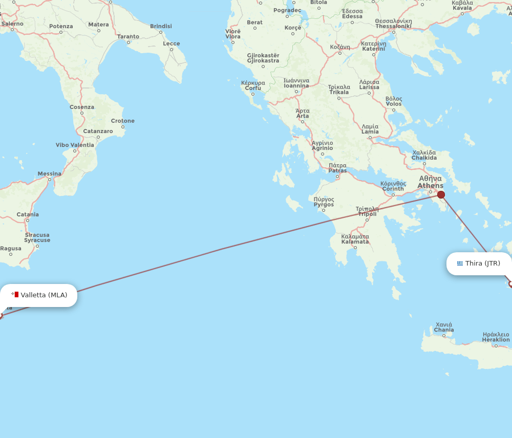 MLA-JTR flight routes