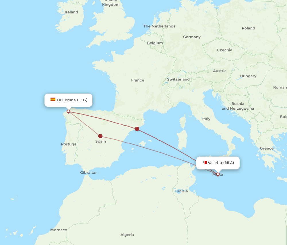 MLA-LCG flight routes