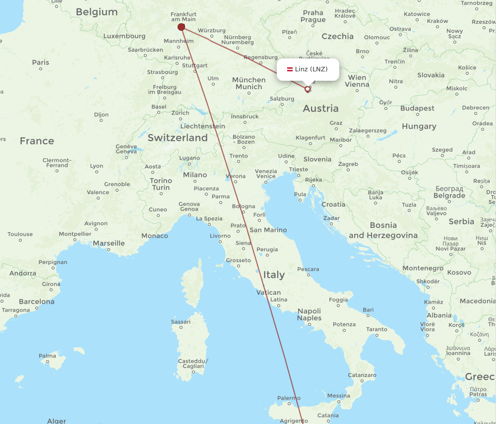 MLA-LNZ flight routes