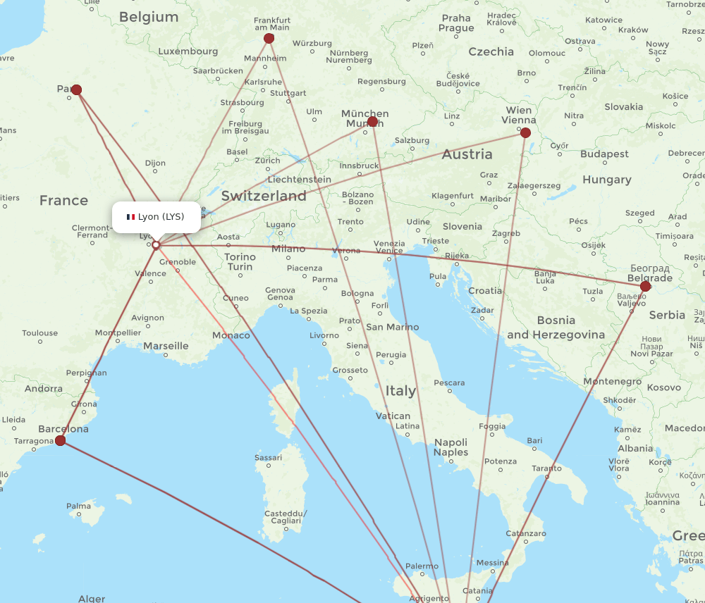 MLA-LYS flight routes