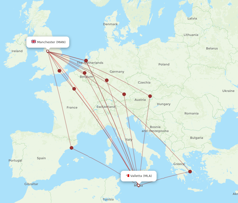 MLA-MAN flight routes