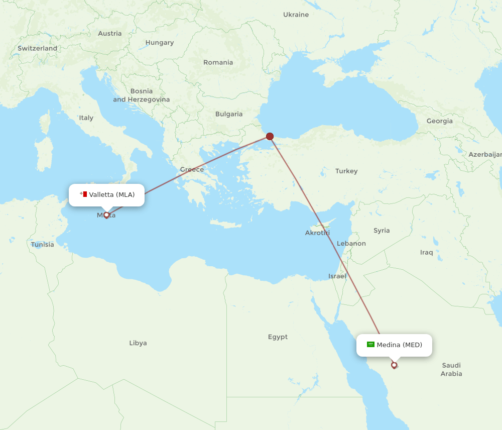 MLA-MED flight routes