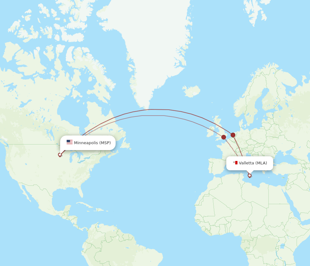 MLA-MSP flight routes
