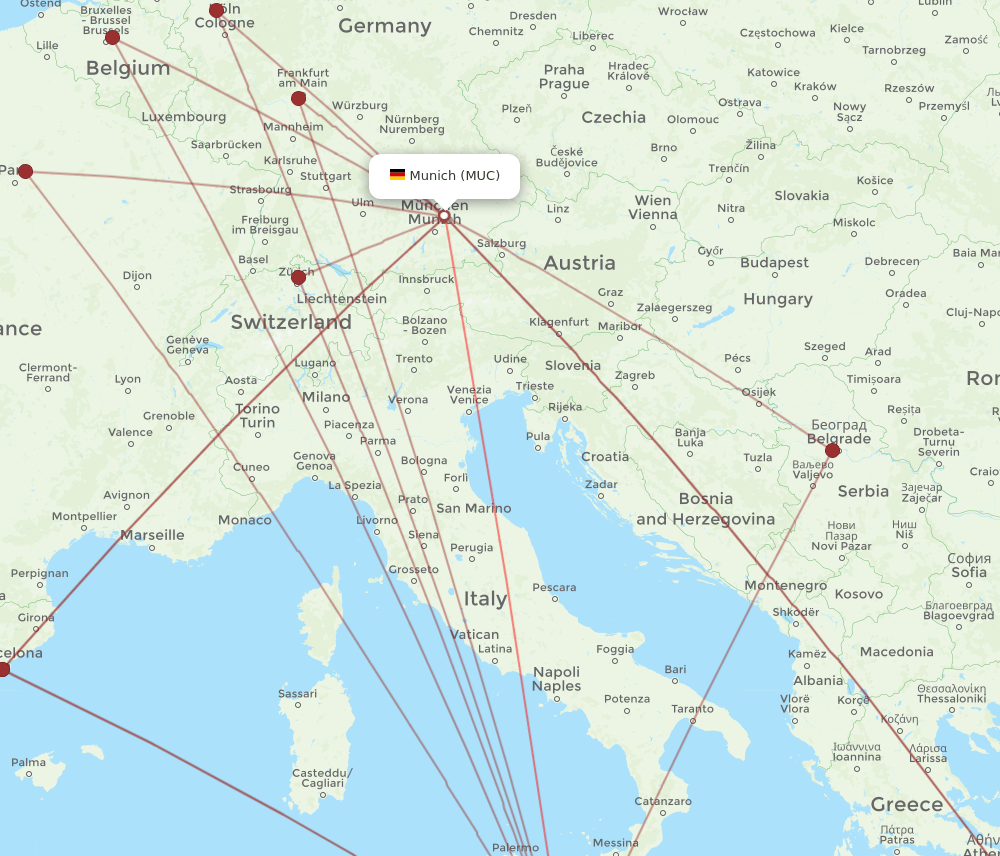 MLA-MUC flight routes