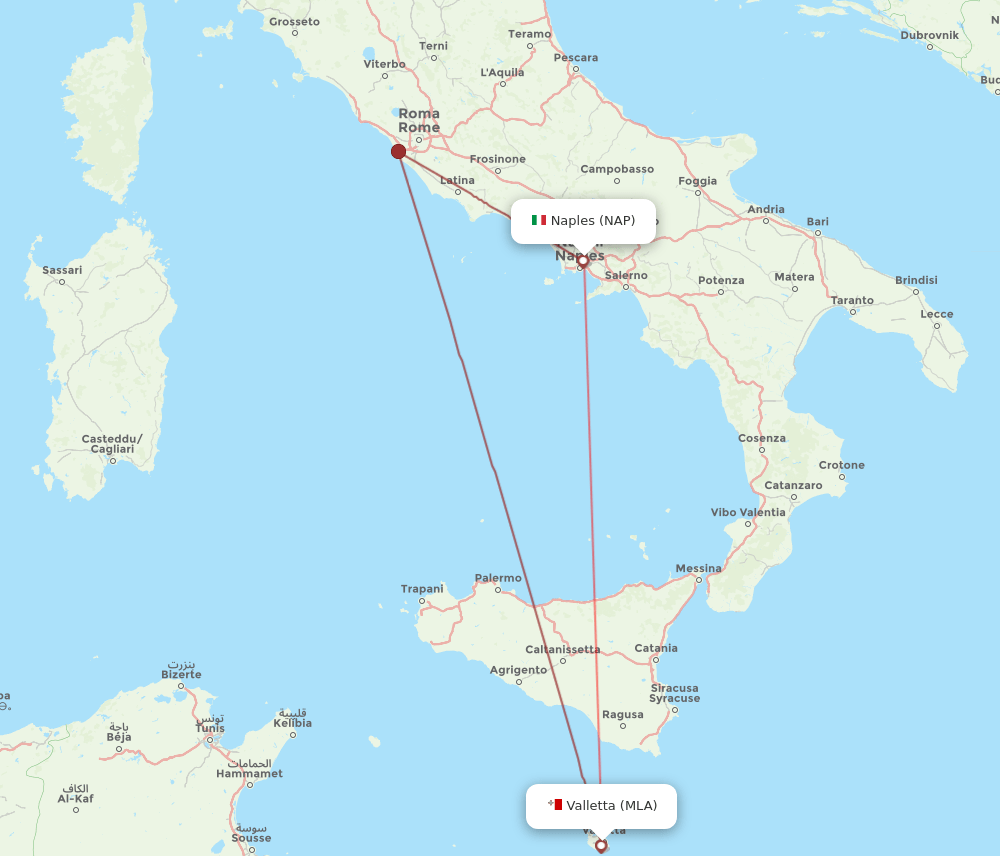 MLA-NAP flight routes