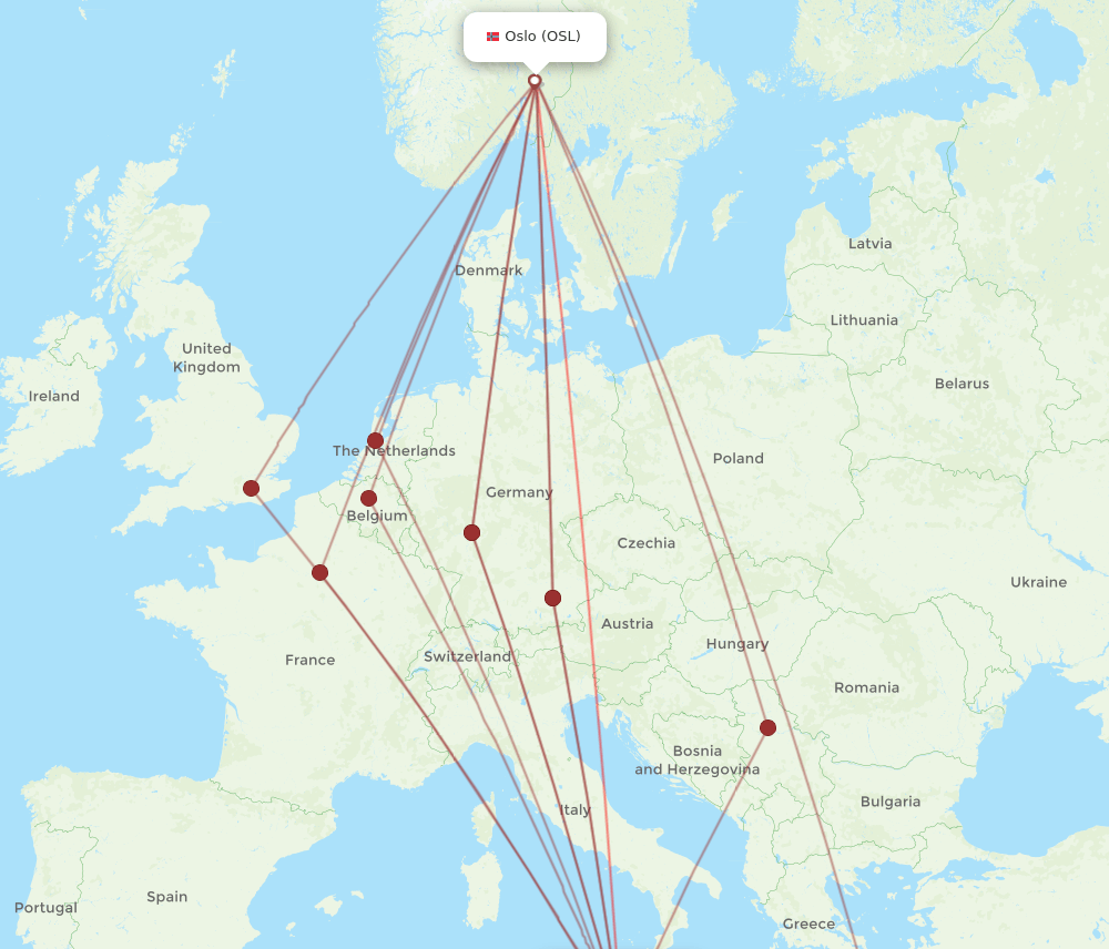 MLA to OSL flights and routes map