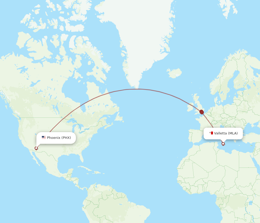 MLA-PHX flight routes
