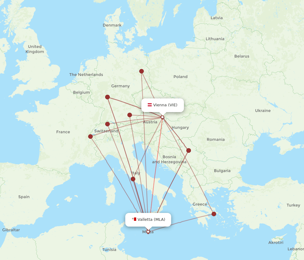 MLA-VIE flight routes