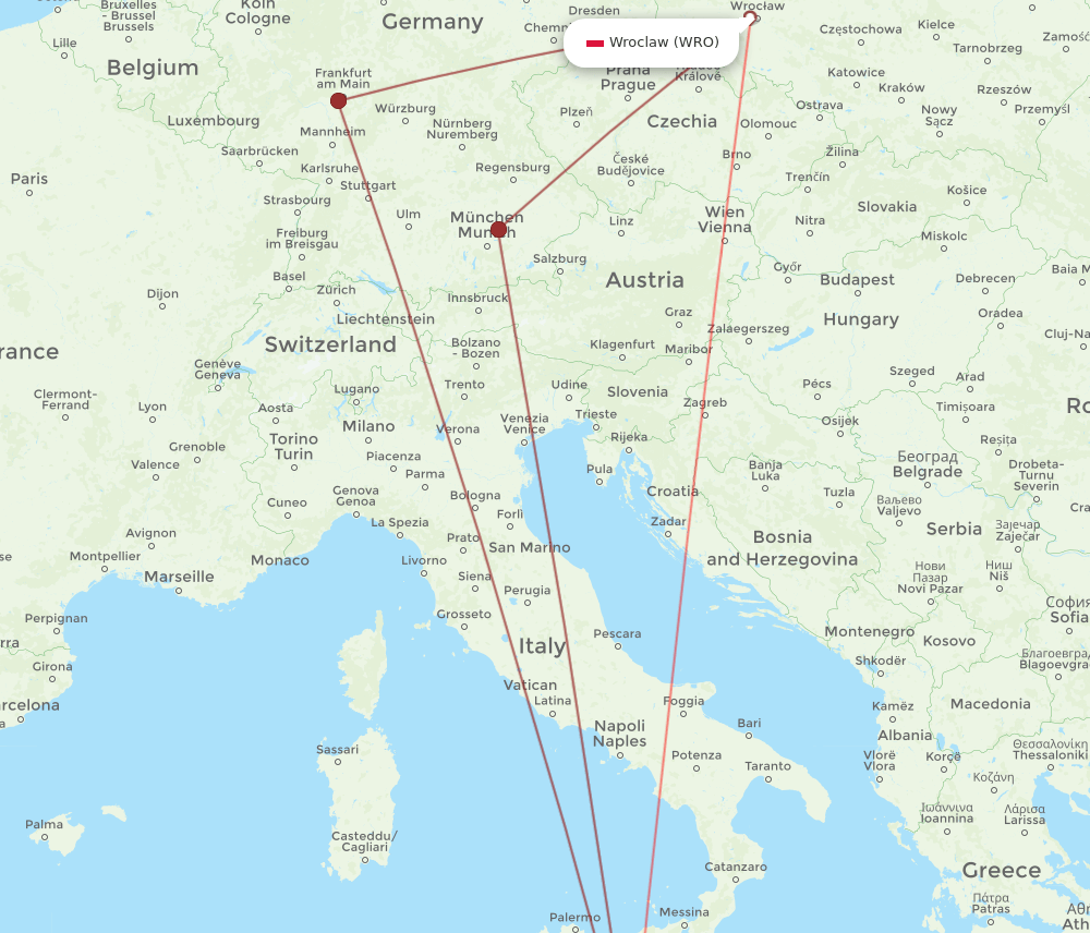 MLA-WRO flight routes