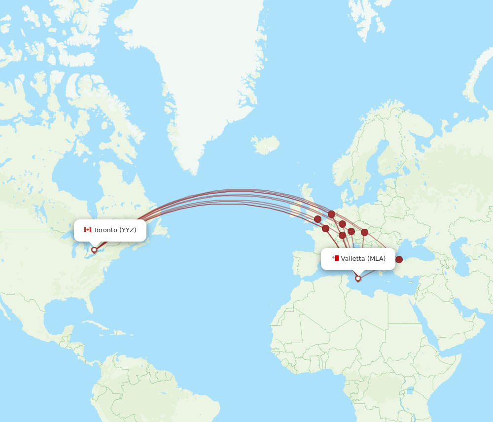 MLA-YYZ flight routes