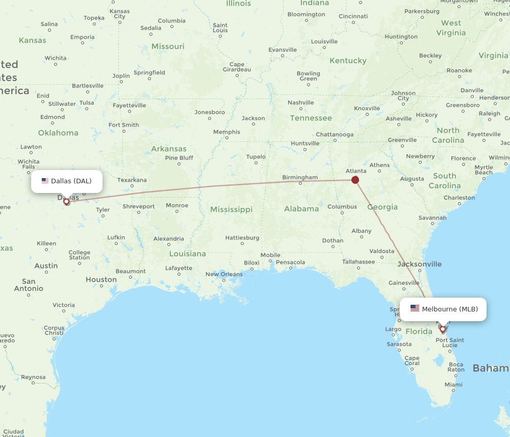 MLB-DAL flight routes