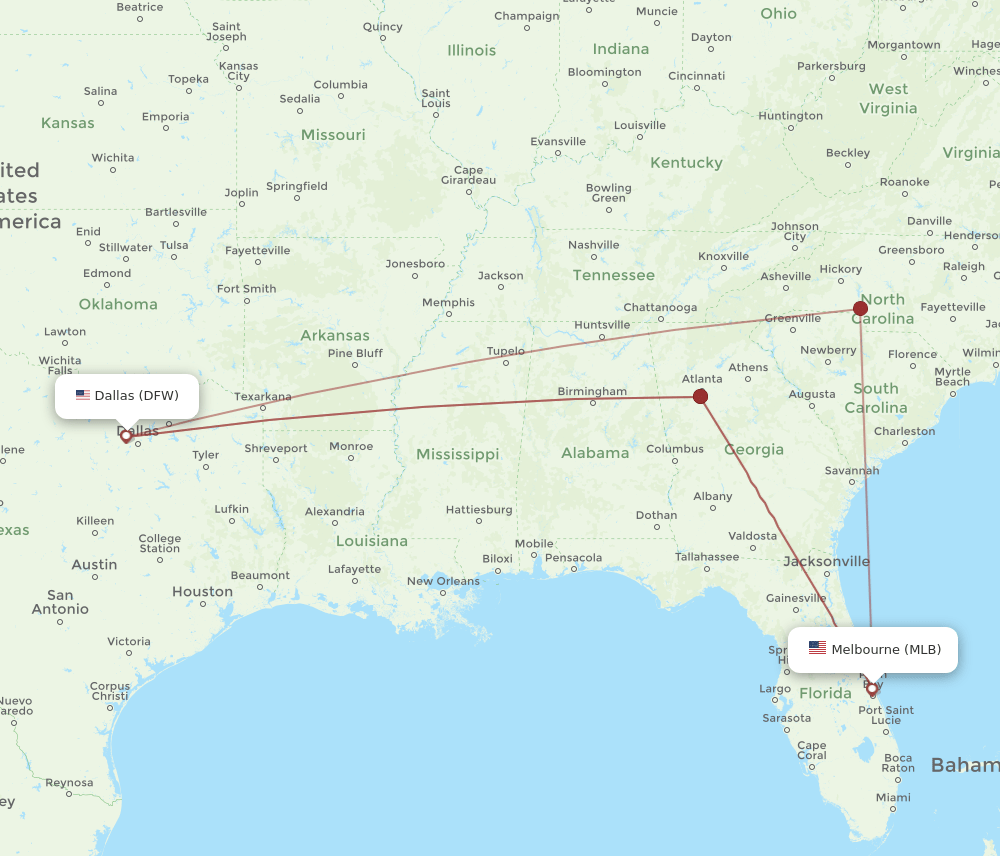 MLB-DFW flight routes
