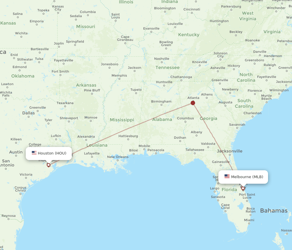 MLB-HOU flight routes