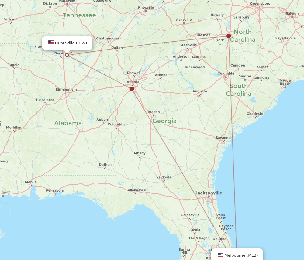 MLB-HSV flight routes