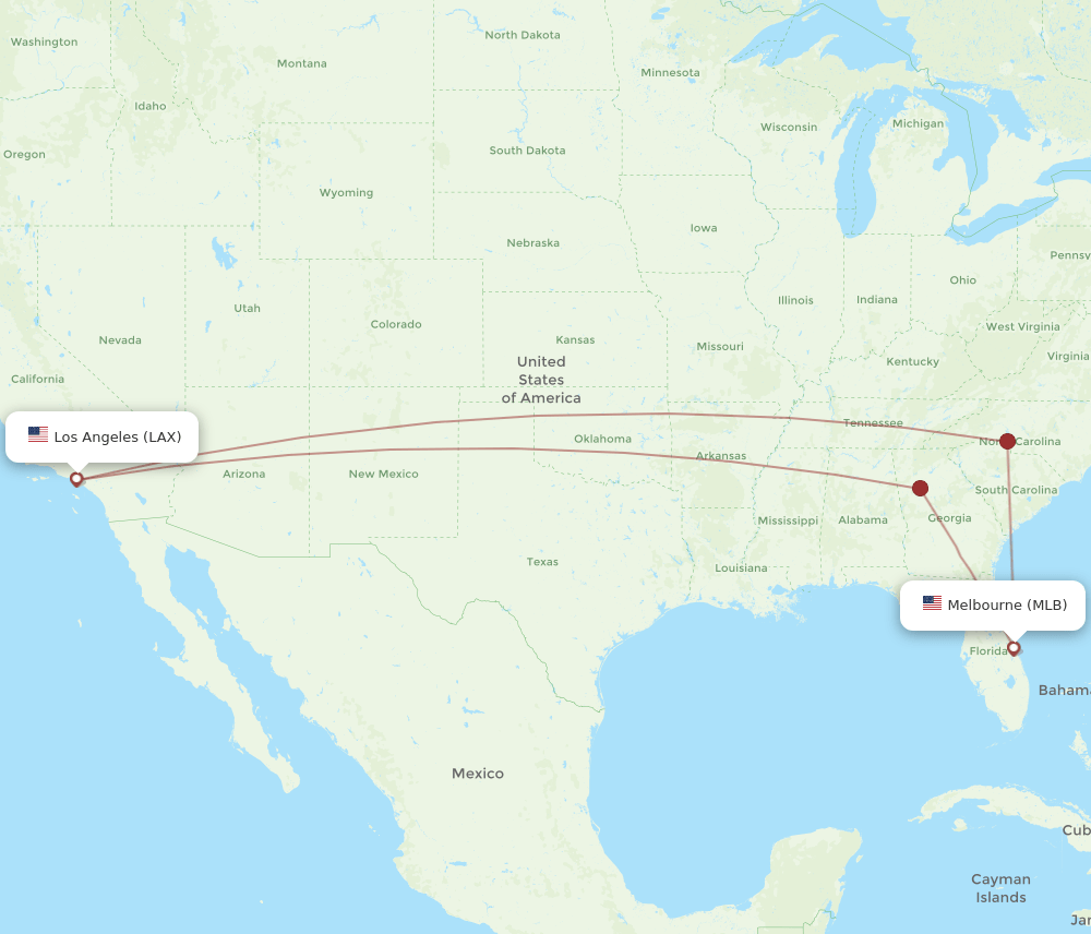 MLB-LAX flight routes