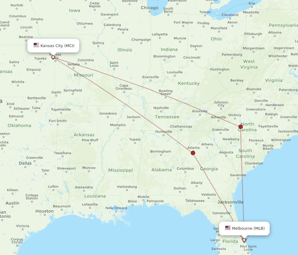 MLB-MCI flight routes