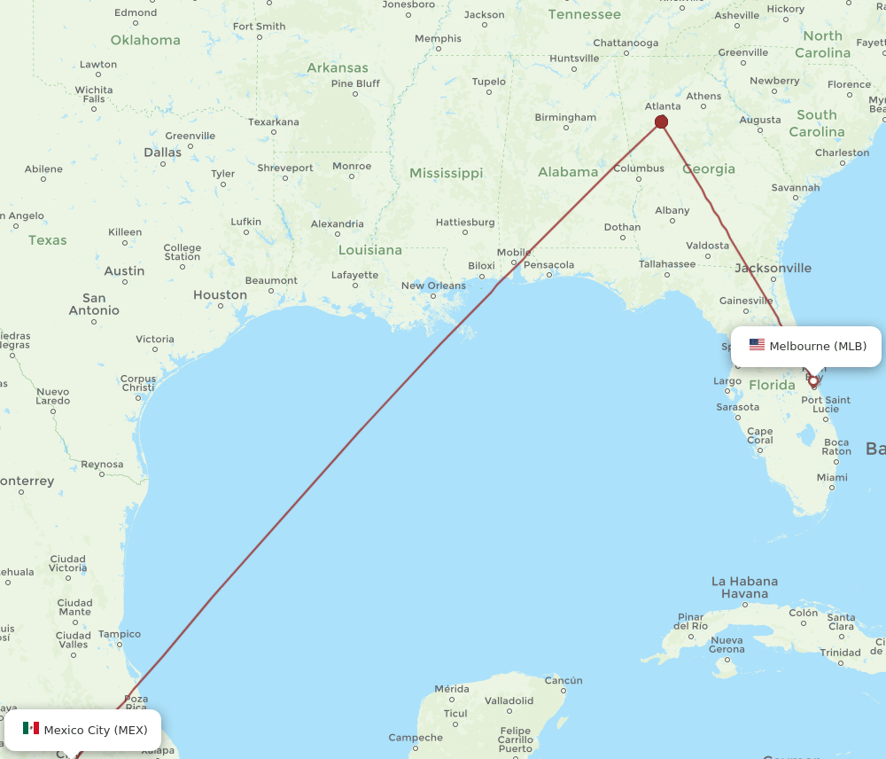 MLB-MEX flight routes