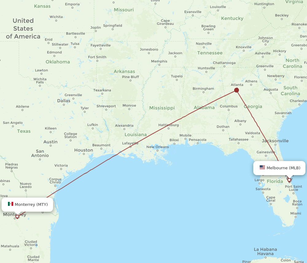MLB-MTY flight routes