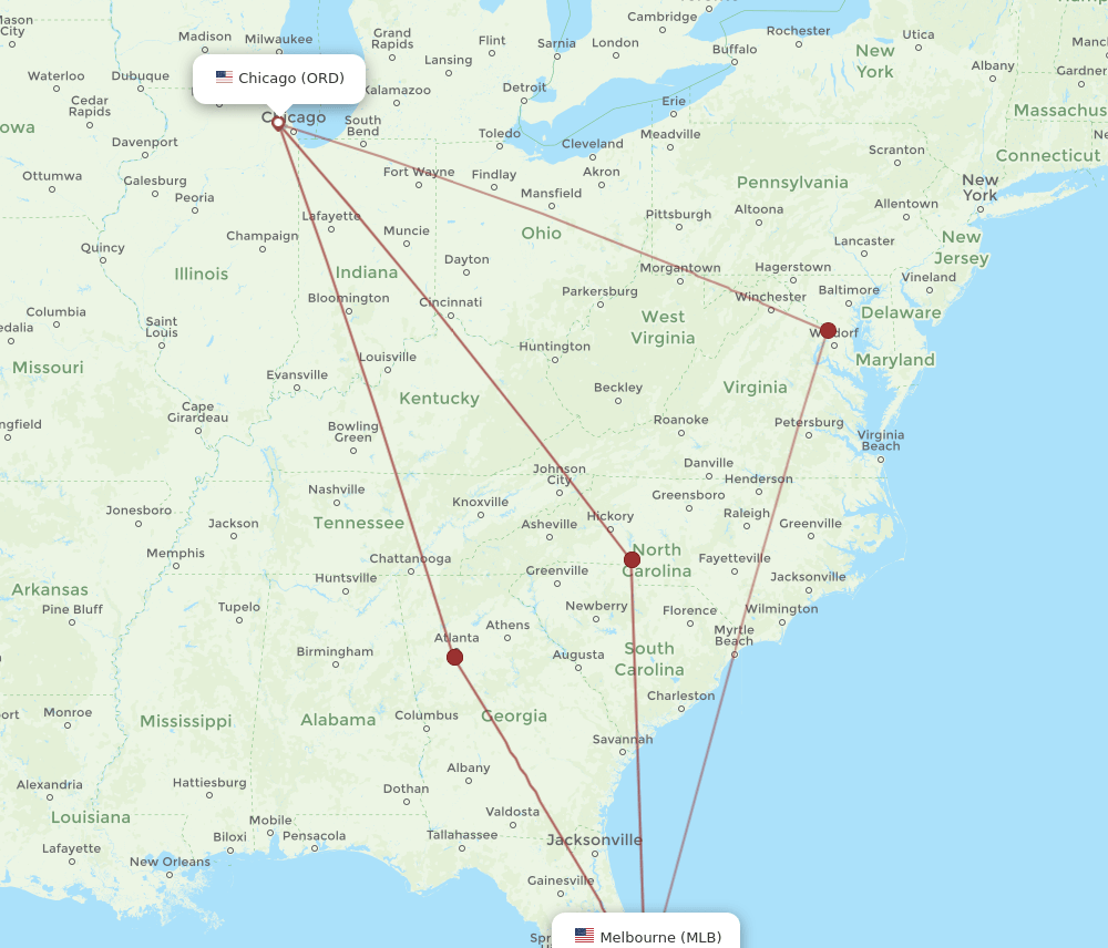 MLB-ORD flight routes