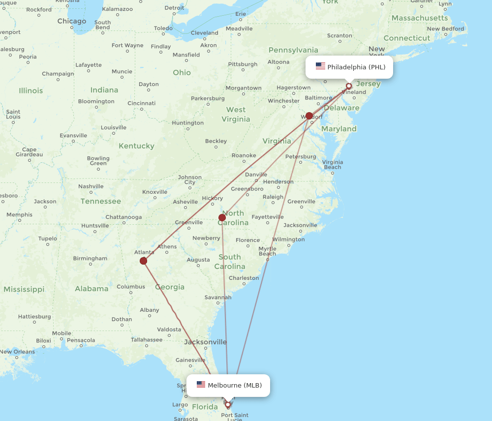 MLB-PHL flight routes