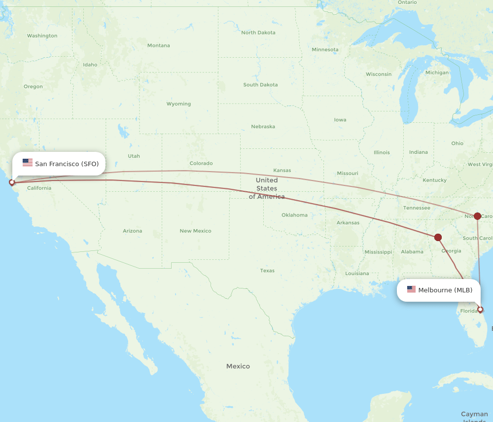 MLB-SFO flight routes