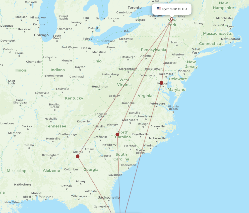 MLB-SYR flight routes
