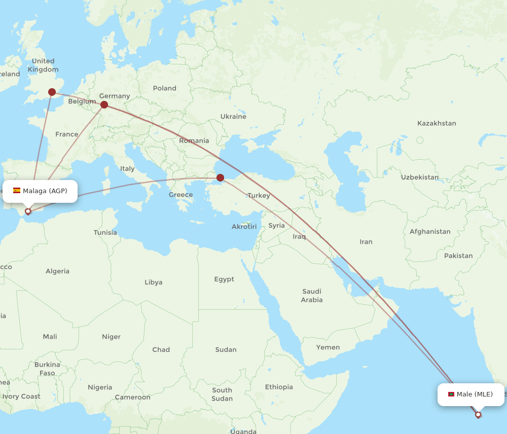 MLE-AGP flight routes