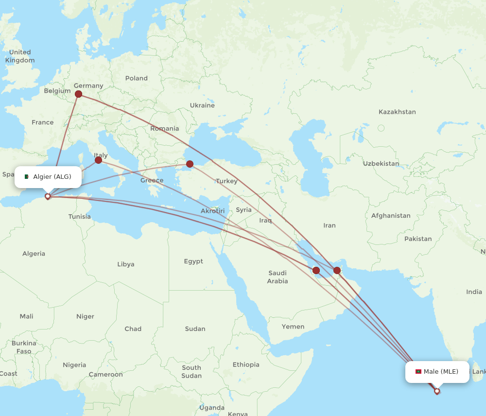 MLE-ALG flight routes