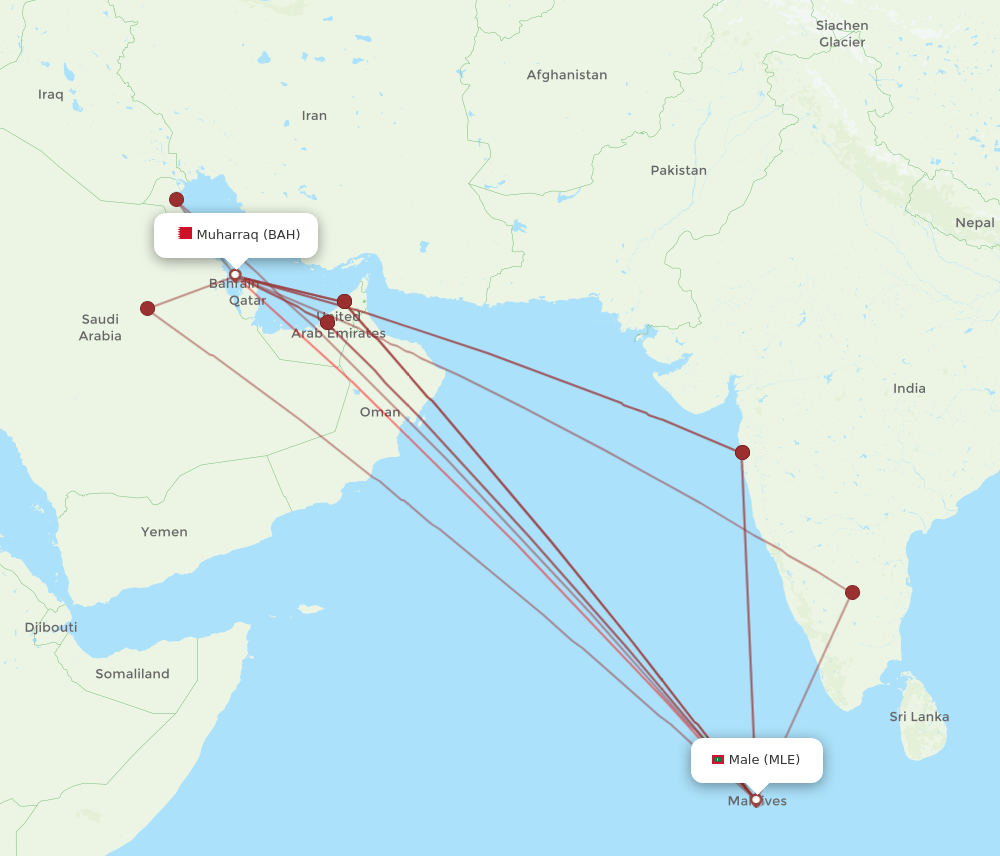 MLE-BAH flight routes